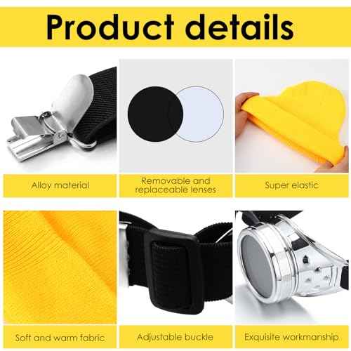 7 Pcs Halloween Costume Accessories for Adult, Beanie Goggles Banana Suspenders Gloves Socks for Cosplay(Yellow)