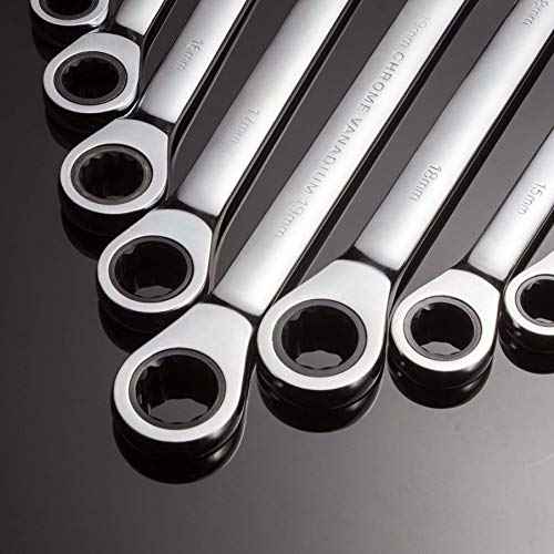 24pcs Ratcheting Wrench Set with Rollup Pouches Metric (8mm to 19mm) & SAE (1/4" to 7/8") Ratchet Combination Wrenches Set Wrench set Metric and Standard