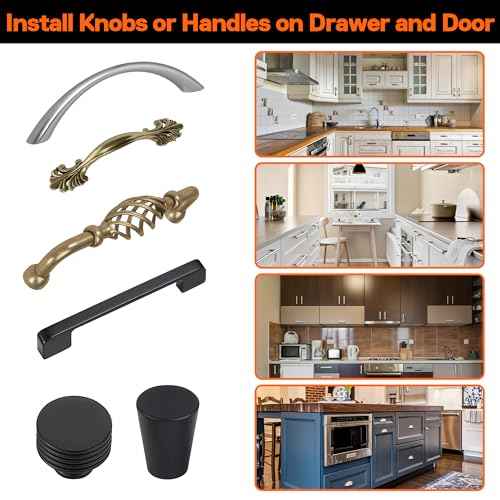 JORGENSEN Cabinet Hardware Jig Tool - Aluminum Alloy & Double Scale Cabinet Handle Jig Template, Professional for Installing Door Drawer Front Knobs Handles & Pulls with 5mm Alignment Drilled Hole