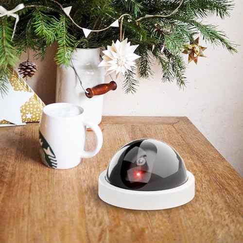 WALI Dummy Fake Security CCTV Dome Camera with Flashing Red LED Light with Security Alert Sticker Decals (SDW-6), 6 Packs, White