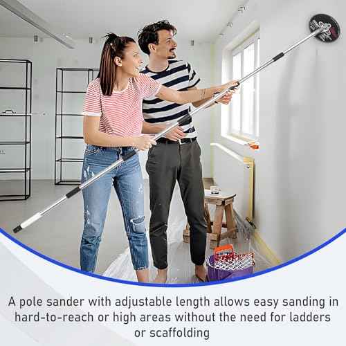 Pole Sander for Drywall, 9-Inch Radial Wall and Ceiling Sanding Machine with 93 Inch Adjustable Rod, 360¡Æ Rotating Circular Sanding Head for Easy Surface Smoothing, Perfect for Paint Preparation