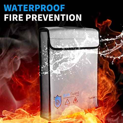 TuoBak's Fireproof Waterproof Document Bag with Zipper,Heat Insulated Upgraded Fireproof Document Bag 15.8¡±x 12.6¡±¡¿2.5¡± for Important Document Storage Organizer for Valuables, Legal Documents Safe