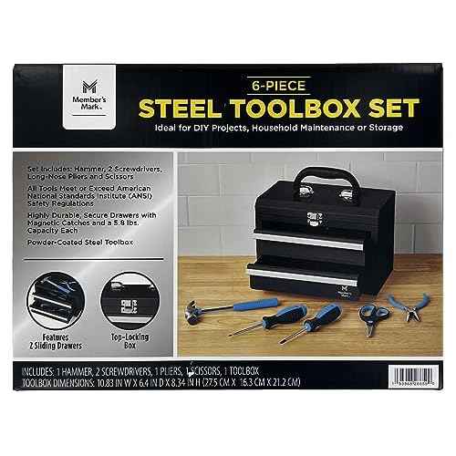 Member's Mark 11" Toolbox with 5 Piece Tool Set - Black