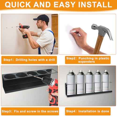 Aerosol Spray Can Holder Rack 4 Packs, Spray Bottle Organizer Wall Mounted Heavy-Duty Steel Paint Bottle Storage Rack for Garage and Workspace