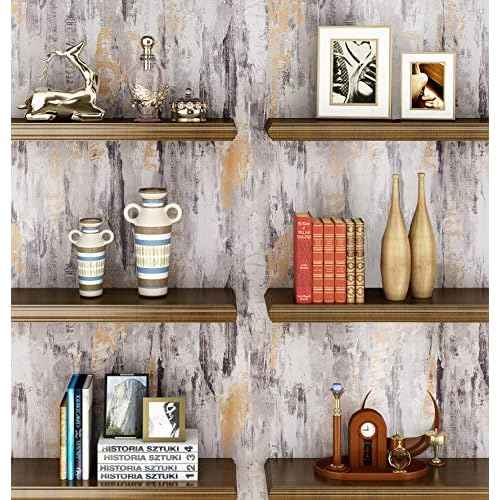 Livelynine Metallic Concrete Wallpaper Peel and Stick for Bedroom Vinyl Concrete Contact Paper for Walls Grey Silver Peel and Stick Wallpaper for Living Room Wall Apartments Bathroom RV 15.8x78.8