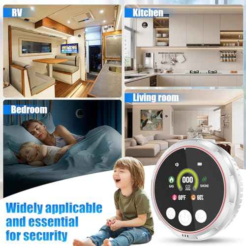 5-in-1 Carbon Monoxide Detectors &Smoke &Natural Gas Leak Detector, Portable Carbon Monoxide Detectors Plug in & Battery Backup - Hotel and Travel Safety