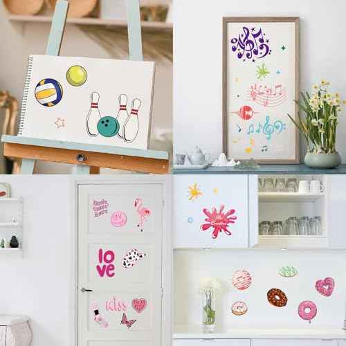 CRASPIRE 8 Styles Sports Wall Stickers PVC Ball Games Window Stickers Decals Waterproof Self Adhesive Cling Peel and Stick for Home Stairway Decoration Bedroom Living Room Kitchen Showcase