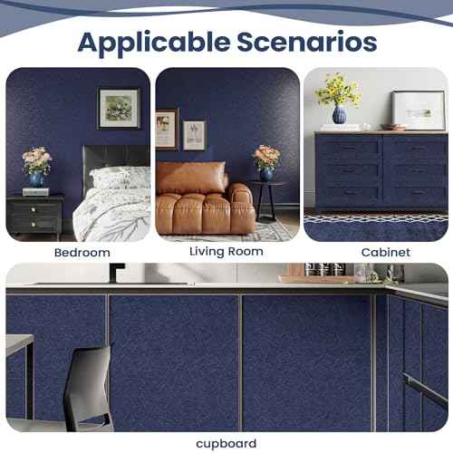 Dark Blue Peel and Stick Wallpaper - Removable Waterproof Self Adhesive Contact Paper - Silk Boys Wall Covering Poster Board - Kitchen Countertop Vinyl Wrap for Bathroom Cabinet 15.7x118