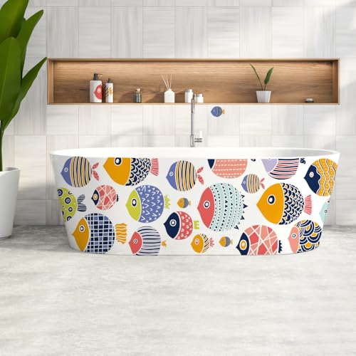 Boho Style Fish Wall Decals Ocean Fish Characters Wall Stickers DIY Peel & Stick Under The Sea Wall Art Sticker for Kids Bedroom Playroom Bathroom Baby Nursery