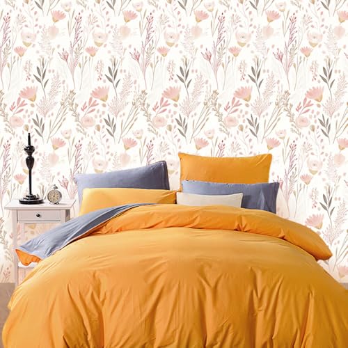 Pink Floral Wallpaper Peel and Stick, Boho Self Adhesive Removable Wall Paper for Bedroom Home Decoration 17.7 x 118 Inch