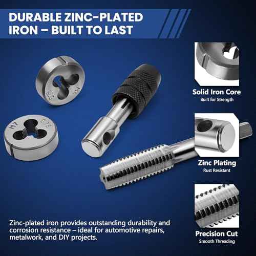 80 PCS Tap and Die Set Metric and SAE, Standard and Metric Threading Tool Kit for Internal and External Threads, Tap & Die Sets with Wrenches for Automotive, DIY, and Metal Repair
