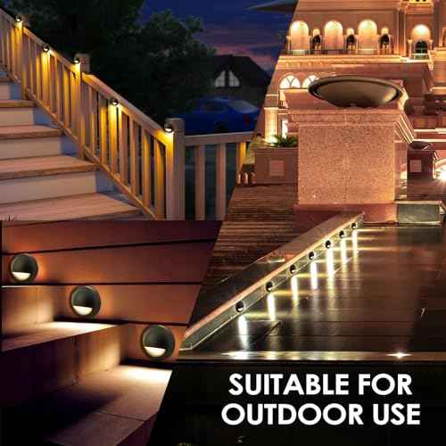 LED Low Voltage Deck Lights Outdoor Waterproof,6-Pack 3CCT Deck Lighting Fixtures Landscape Step,3W,12V-24V AC/DC Die-cast Aluminum Housing Fence Lamp Wired 2700K/3500K/5000K (Black)