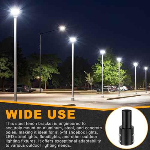 4 Pcs Slip Fitter Light Pole Tenon Adapter for 3 Inch Round Pole Tenon Adaptor Outdoor 2 3/8 Inch Outdoor Vertical Mount Bracket for LED Parking Lot Lights Shoebox Lighting Street Light