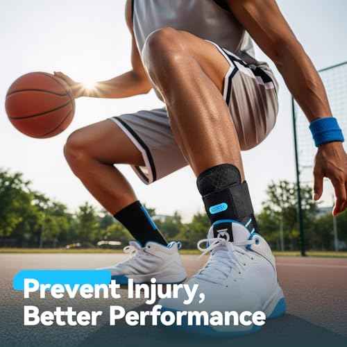 AGPTEK Ankle Brace for Women Men, Adjustable Lace-Up Ankle Support with Removable Splints for Sprained Ankle, Injury Recovery, Ankle Stabilizer Wrap for Basketball Volleyball Sports, Blue, M