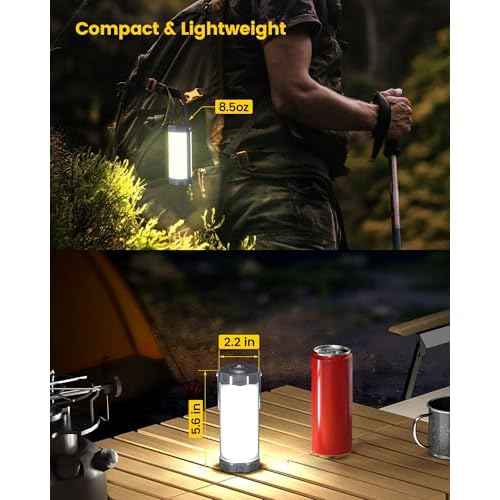 Glocusent 106 LED Camping Lantern Rechargeable, Up to 80Hrs, 5000mAh Lantern with 5 Brightness 3 Modes & SOS, IP68 Waterproof, Max 1200LM, Camping Light for Power Outages Hiking Emergency Hurricane