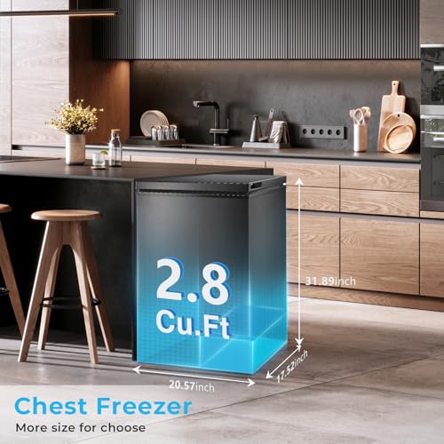 Electactic Chest Freezer 2.8 Cubic Feet Compact Freezer with 2 Removable Baskets, Free Standing Top open Door Deep Freezer, Adjustable Temperature for Home Dorm, Bar, Basement, Kitchen