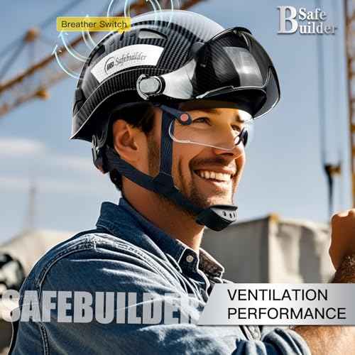 Industrial Safety Helmet with Visor ABS Hard Hat with Visor Adjustable Ventilation Hardhats Construction Head Protection ANSI Z89.1