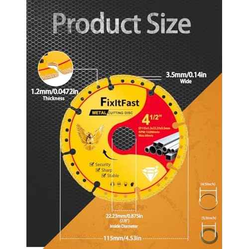 FIXLTFAST Diamond Metal Cutting Wheel 4 1/2 in for Angle Grinder Blade,Cut Off Wheel 7/8 Arbor 4/5 with 6000+ Cuts on Rebar,Iron,INOX- 6 Pack