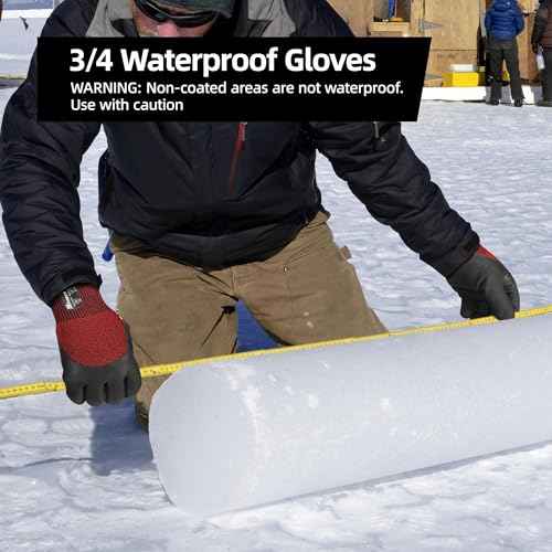 Schwer 3 Pairs Winter Work Gloves with 3/4 Double-Dipped Latex Coating, Thermal Insulated Gloves with Grip & Abrasion Resistance, Flexible & Comfortable, Used for Cold Weather, Freezer, L, CR3313