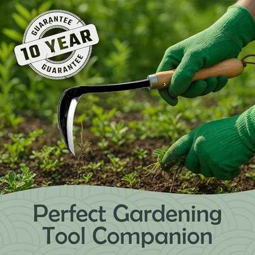 Muldale Japanese Weeding Sickle ? Curved Razor Hand Hoe Garden Tool with Ergonomic Wooden Handle for Easy Manual Weeding & Gardening