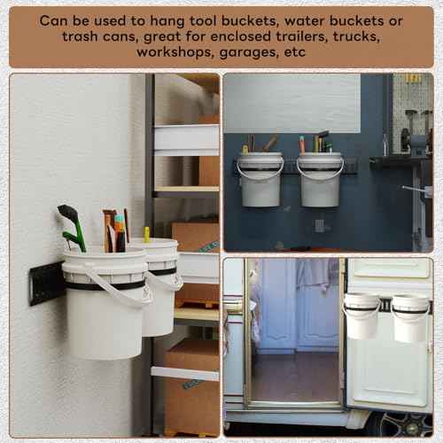lesolar 5 Gallon Bucket Holder for E Track, Heavy Duty Wall Mounted Bucket Hanger E Track Accessories, Metal Water Buckets Organizer for Enclosed Trailer, Workshop and Garage
