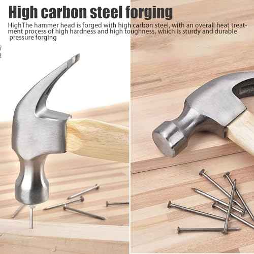 8.8 Ounce Claw Hammer,Forged Carbon Steel Head Small hammer Wood Hammer Solid wood handle claw hammer for Home Repair& DIY