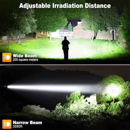Rechargeable Flashlights 90000 High Lumen, 10000 ?Ah ¥ÂATTERY LED Flashlight with Cob-Light for Home, Super Bright Flash Light 7 Modes, IPX7 Waterproof for Outdoor Camping