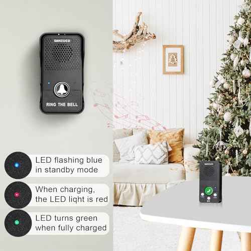 Doorbells, Hands Free Wireless Doorbell Intercom Upgrade, Waterproof Full Duplex Door Bell 1000 Feet Two Way Communication with 4 Chimes, 8 Level Volume & LED Flash, Black
