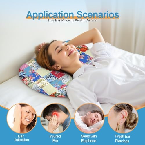 Ear Piercing Pillow for Side Sleepers Pillows with Holes for Ear Pain,Donut Pillow for Ear Side Sleeping Pillow for Adults CNH Ear Pain Relief Pressure Sores Ear Pillow with Hole in Center