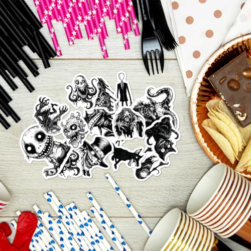 Creepy Horror Monster Vinyl Stickers Pack 50Pcs for Laptop Water Bottle Skateboard Journal Scrapbook Teens Adults Gothic Halloween Aesthetic Waterproof Decals Wall Decoration
