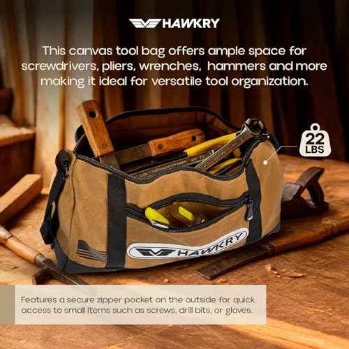 HAWKRY Heavy Duty Canvas Tool Bag ? Waterproof Canvas Zipper Pouch, Garden Tool Bag, Construction Bags Heavy Duty, Small Zipper Pouch, Motorcycle Tool, Multipurpose Fishing Bag