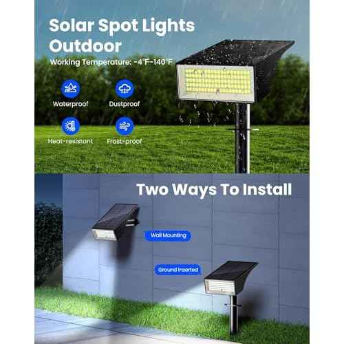 Koicaxy Solar Lights Outdoor Waterproof 12 Pack IP65, 100 LEDs 4 Light Modes, Higher Charging Efficiency, Auto On/Off Solar Landscape Spotlights for Garden Decor Yard Pathway Patio - Cool White