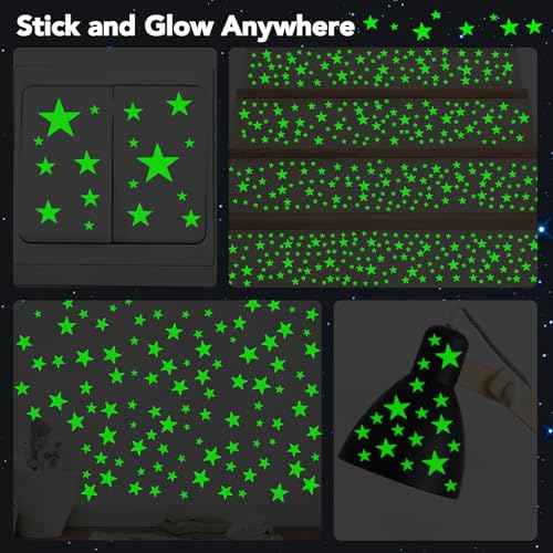 AOWDIAO Glow in The Dark Star Stickers ? 630?Pieces (4?Sizes) ? Luminous Ceiling & Wall Decor for Kids¡¯ Bedroom, Nursery, Party