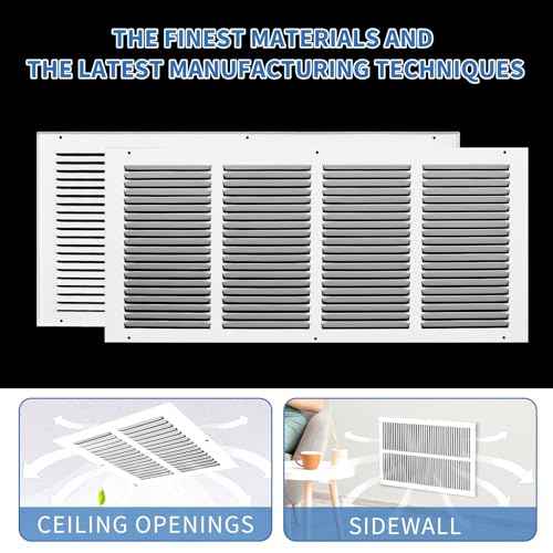 24x10 Return Air Grille (Duct Opening Size), Air Return Vent Cover, AC Vent Cover, Cold Air Return Vent Cover, Flat Return Air Grilles, Outer Dimensions:25.75"W x 11.75"H (24"Wx10"H, Duct Opening)
