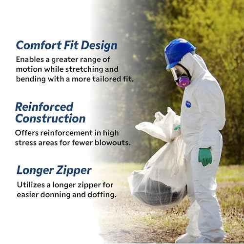 DuPont - TY125SWHXL0006G1 Tyvek 400 TY125S Disposable Protective Coverall with Elastic Cuffs, White, X-Large (Pack of 6)