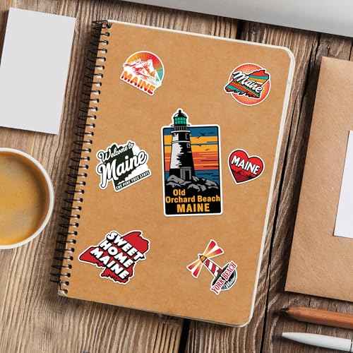 Maine State Travel Stickers 50 Pieces Vinyl Waterproof Decal for Laptop Water Bottle Phone Car Window Bike Motorcycle Stakeboard Scrapbook Vacation Sticker Gifts