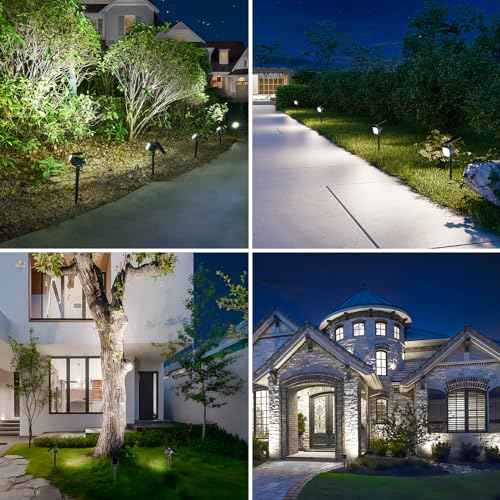 NIORSUN Solar Spot Lights Outdoor,23 LEDs Landscape Lighting with Auto On/Off and 3 Lighting Modes, IP67 Waterproof Spotlights,Outdoor Solar Lights for Yard Garden,8 Pack(Cool White)
