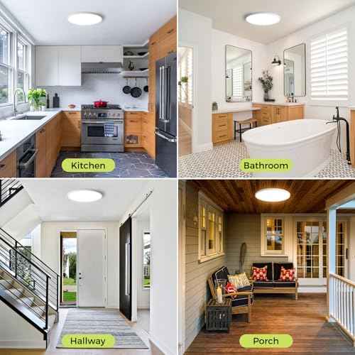 4Pack LED Flush Mount Ceiling Light Fixture, 12Inch 24W, Dimmable&3000K/3500K/4000K/5000K/6500K Adjustable Low Profile Ceiling Lights, 3200LM Modern Lamp for Bedroom, Porch, Kitchen, Hallway, White