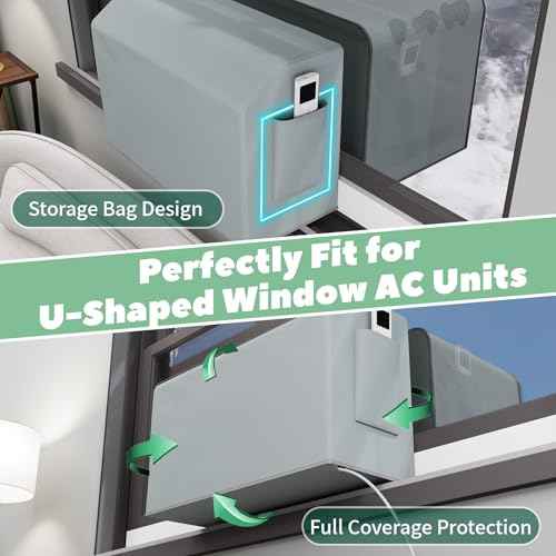 Window Air Conditioner Cover Kit for U-Shape Window AC,Magnetic Easy Install,2 Covers for Outdoor and Indoor Unit,3 Layers Insulated Outside Cover,Full Covered Indoor Covers Block Cold Draft