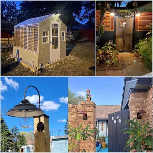 Goodeco Solar Barn Lights for Outside - 2 Pack Outdoor Lights with Motion Sensor, 4 High Efficiency Solar Panels, Warm White Edison LED Bulb for Chicken Coop, Porch, Barn, Shed, Garden (Black)
