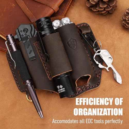STAR VISTA Armando-1 Full Grain Leather Multitool Sheath,EDC Belt Tool Holster, EDC Multitool Organizer, Heavy-Duty Stitches, Gift for Men, Dark Brown