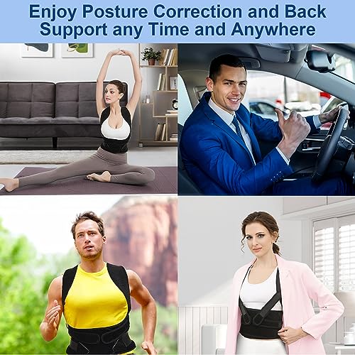 Back Brace Posture Corrector for Women and Men, Upgraded Adjustable Back Support for Upper and Lower Back Pain Relief, Shoulder Straightener for Scoliosis, Hunchback, Thoracic,Waistline-S(27.6"-31.9")