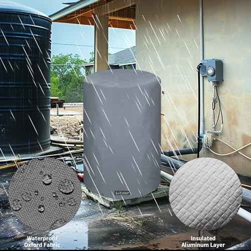 UCEDER Insulated Round Water Pressure Tank Cover 600D Heavy Duty Waterproof and Weatherproof Outdoor Well Covers Great for Winter Freeze Protection (Dark Gray, 24"D x 34"H)