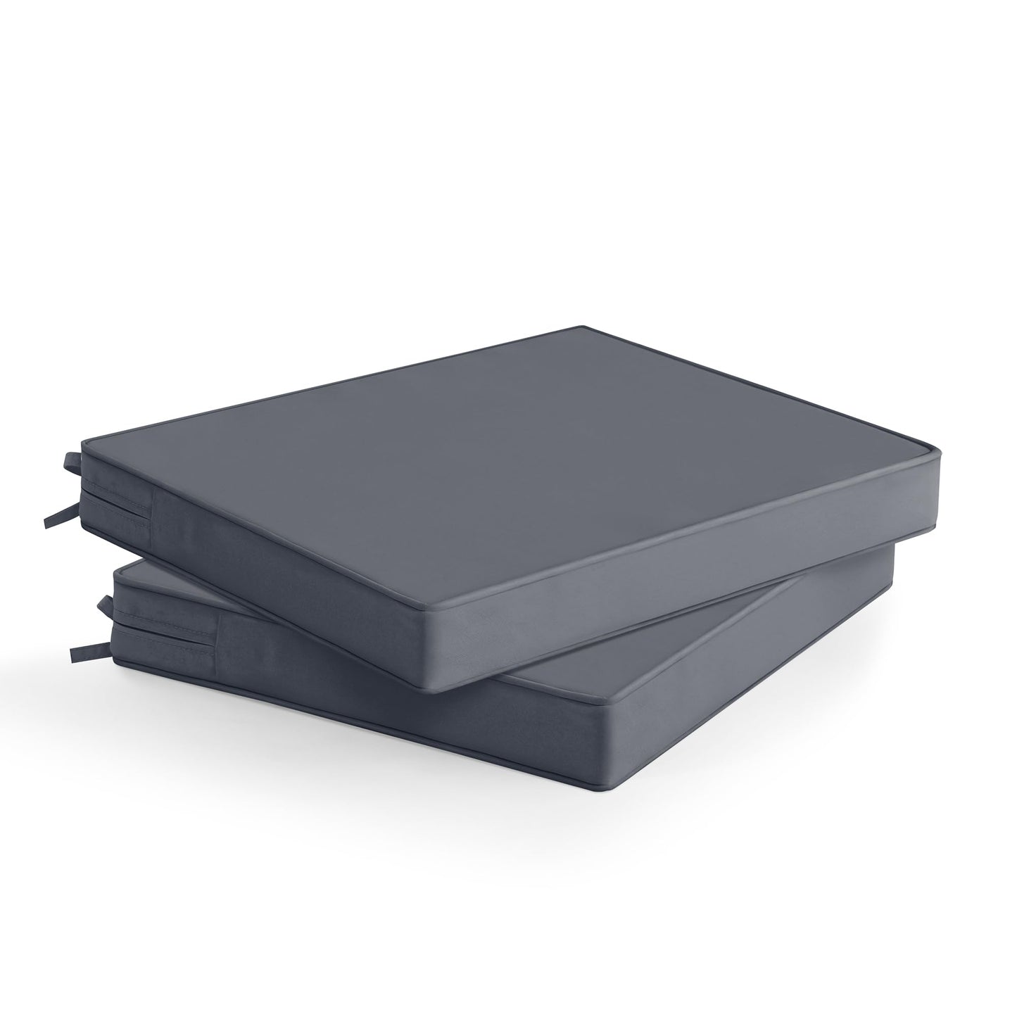 Outdoor Chair Cushions Set of 2: Waterproof & Fade Resistant Seat Cushion for Patio Furniture - 18.5 x 16 x 2 Inch Chair Pads with Ties and Hidden Zipper - Patio Chair Cushion Replacement, Dark Grey