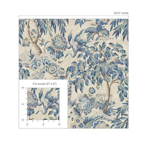 Surface Style - Peel and Stick Wallpaper, Botancial Wallpaper for Bedroom, Powder Room, Kitchen, Self Adhesive, Vinyl, 30.75 Sq Ft Coverage (Forest & The Trees Collection, Delft)