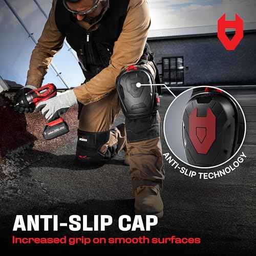 NoCry Professional Gel Knee Pads for Work ? Heavy Duty Anti-Slip Cap, Extra Dual-Layer Foam and Cushion, Reinforced Adjustable Non-Slip Straps, Built-in Hangand Pull Loops, Fits Men Women, Black