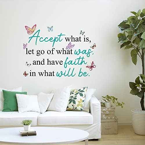 Inspirational Quotes Vinyl Wall Decal Stickers Accept What is, Let Go of What was, and Have Faith in What Will be, for Bedroom, Living Room, Motivational Uplifting Quotes Vinyl Decal (21.3''¡¿16'')