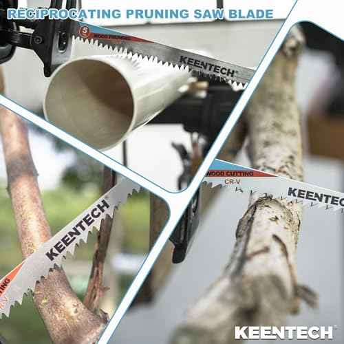 KEENTECH 6 Inch Cr-V Reciprocating Saw Blade 5-Pack for Cutting Wood, Engineered Wood, PVC Piping, Drywall, 6 TPI Fleam Ground Teeth, Compatible with Milwaukee Sawzall and Other Reciprocating Saws