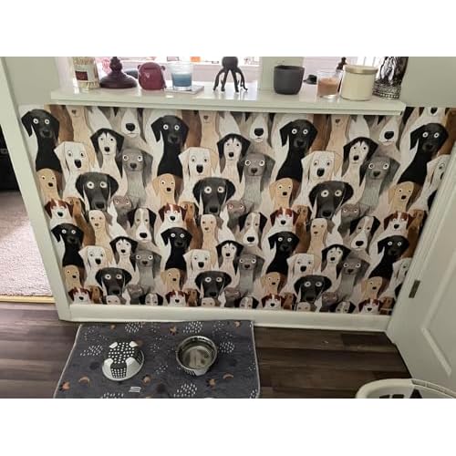 Peel and Stick Wallpaper Dog Removable Wallpaper Shiplap Brown Self Adhesive Contact Paper for Home Bedroom Stick On Wall Decor 17.3in x 9.8ft