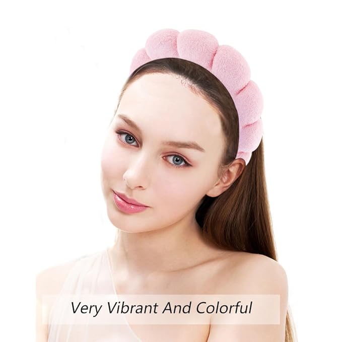 SPA Headbands for Washing Face Makeup Headbands with Bow Hair Band Women Facial Head Band Wrist Towel Wraps For Shower Face Mask Blue Pink, 6 Pack